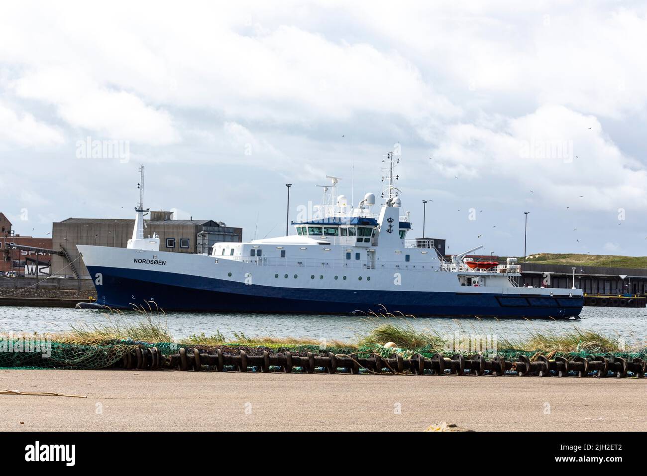 Das Inspektionsschiff „Nordsoen“ des dänischen Fischereiministeriums wurde in Danzig, Polen, gebaut und im Sommer 202 in Hvide Sande, Dänemark, fertiggestellt Stockfoto