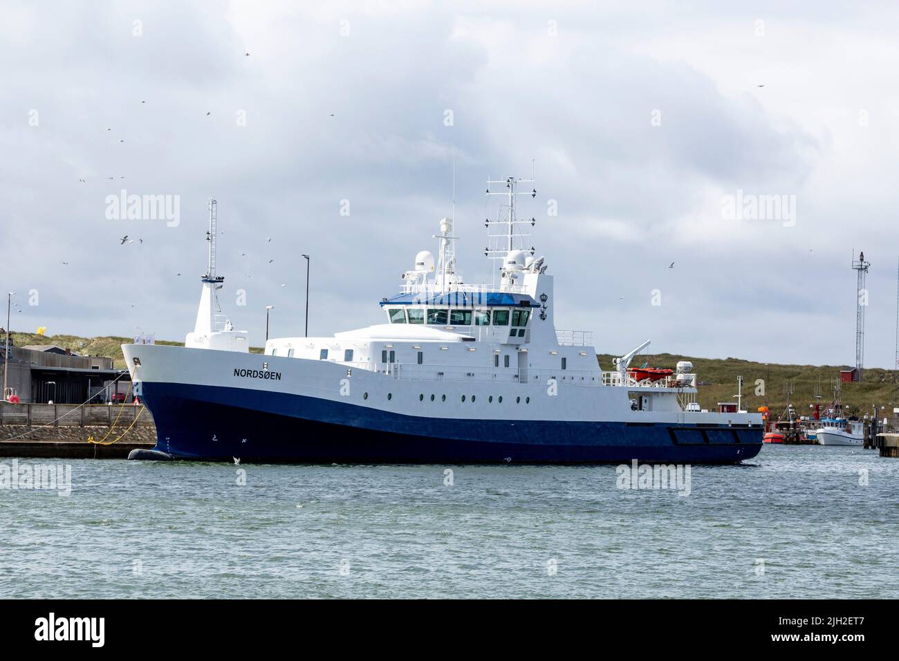 Das Inspektionsschiff „Nordsoen“ des dänischen Fischereiministeriums wurde in Danzig, Polen, gebaut und im Sommer 202 in Hvide Sande, Dänemark, fertiggestellt Stockfoto