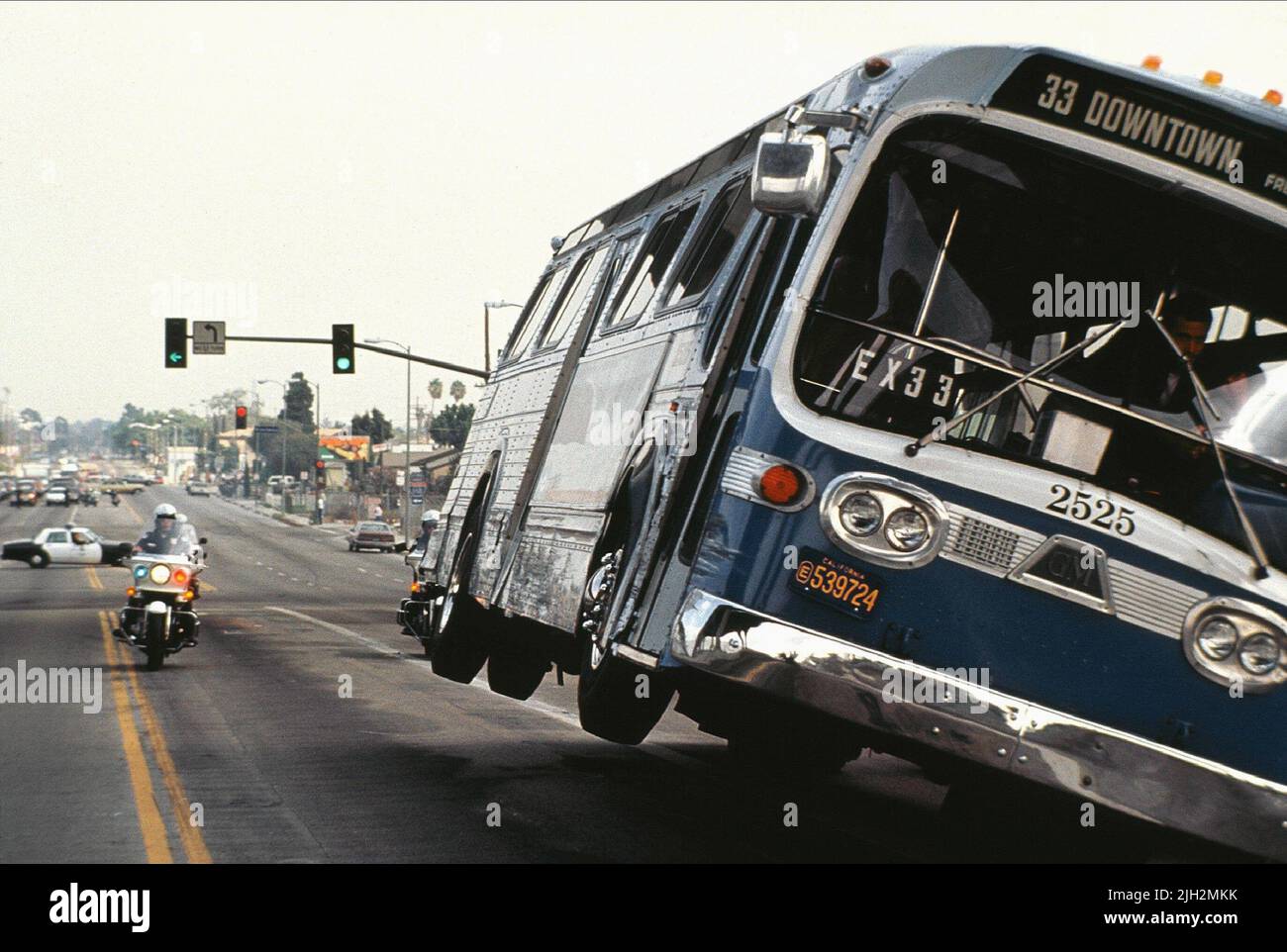 Polizeieskorte BESCHLEUNIGUNG BUS, Geschwindigkeit, 1994 Stockfoto