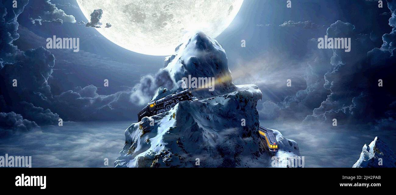 ZUG KLETTERT AUF DEN BERG, DER POLAR EXPRESS, 2004 Stockfoto