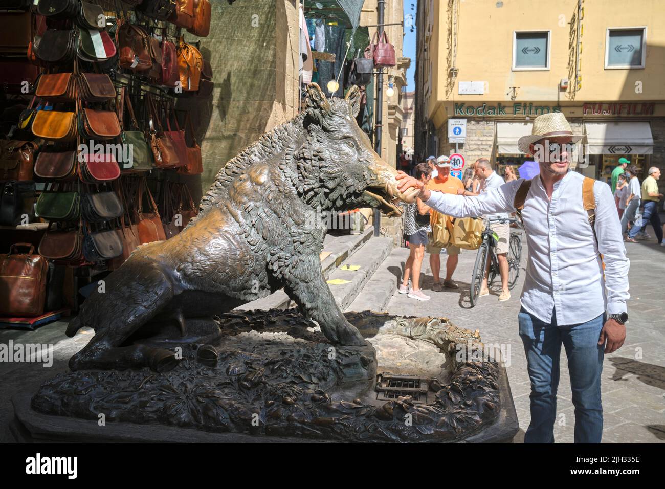 IL Porcellino Wildschweinstatue vor Mercato Nuovo in Florenz Italien Stockfoto