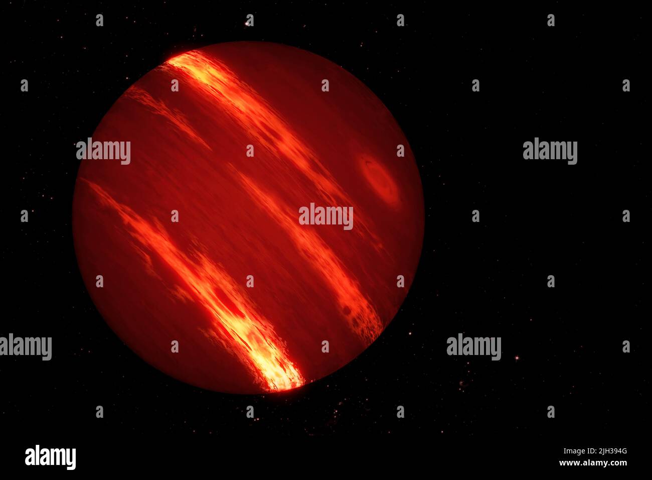 Roter Zwerg, Stern, auf dunklem Hintergrund. Elemente dieses Bildes, die von der NASA eingerichtet wurden. Hochwertige Fotos Stockfoto