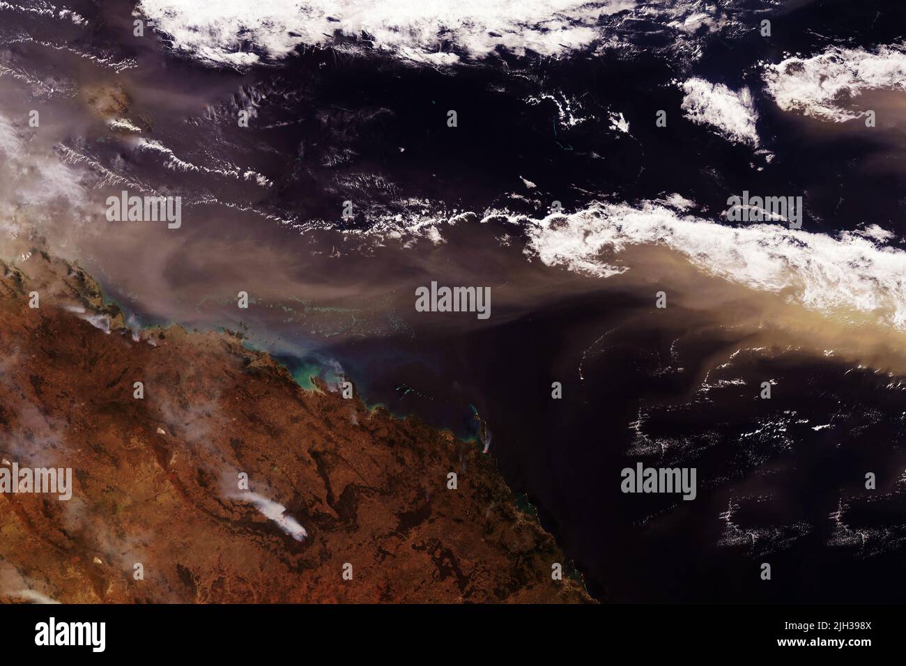 Sandsturm aus dem All. Elemente dieses Bildes, die von der NASA eingerichtet wurden. Hochwertige Fotos Stockfoto
