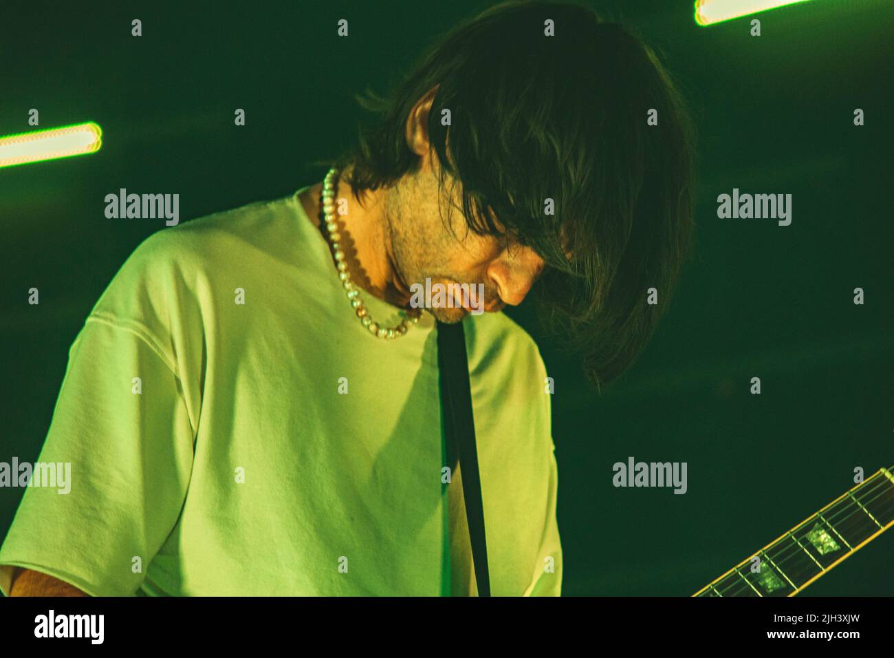 14/07/2022 - die englische Rockband THE SMILE (Thom Yorke, Jonny Greenwood, Tom Skinner) spielt live im Fabrique Milano, Italien Stockfoto