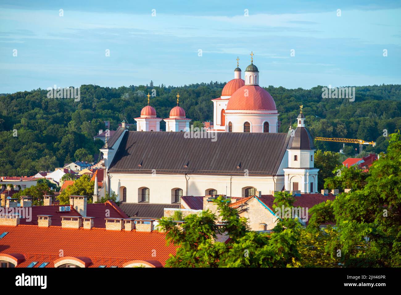Blick auf die orthodoxe Kirche des Heiligen Geistes, Vilnius Stockfoto