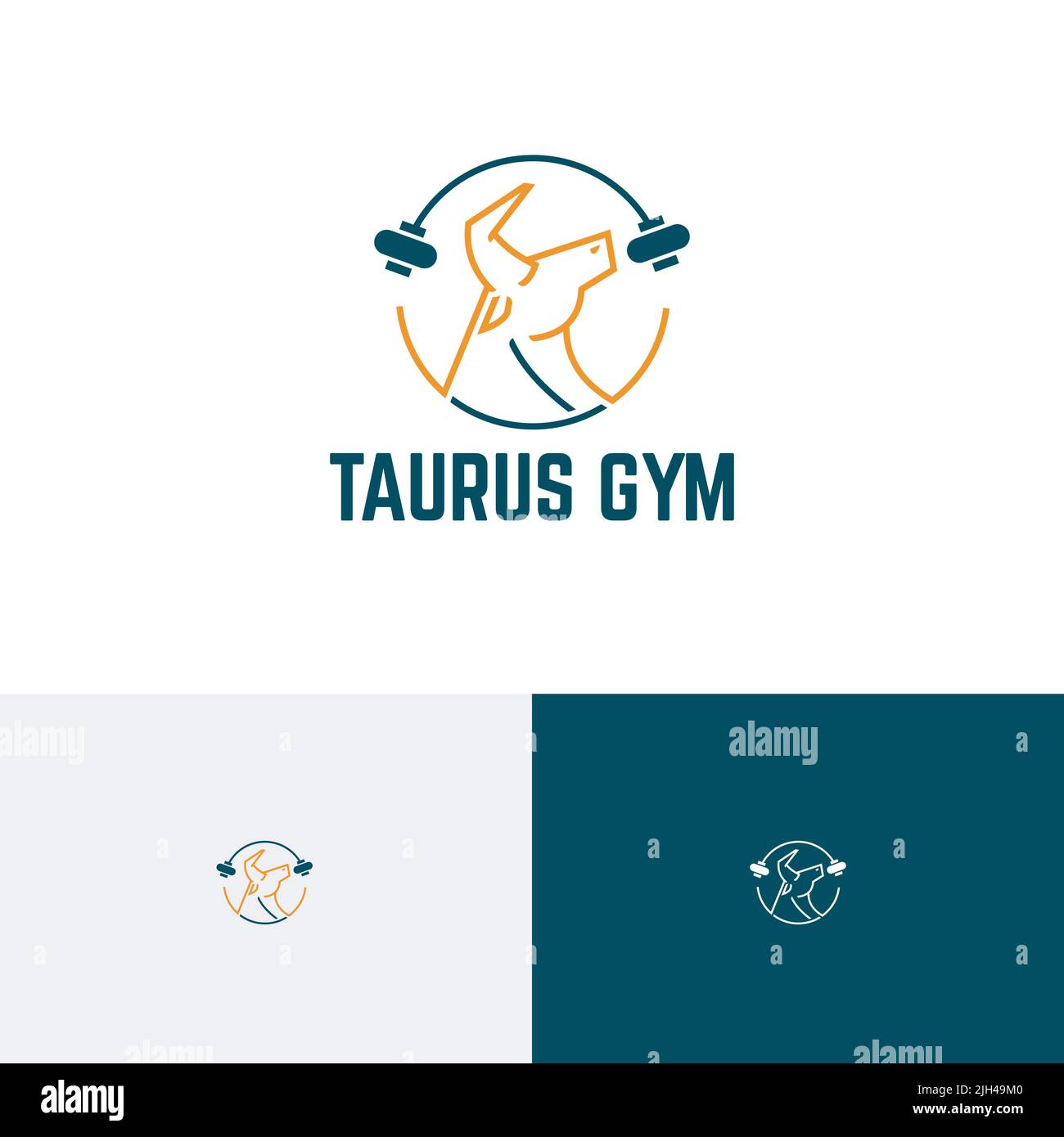 Horned Taurus Bull Strong Power Gym Fitness Center Sport Logo Stock Vektor
