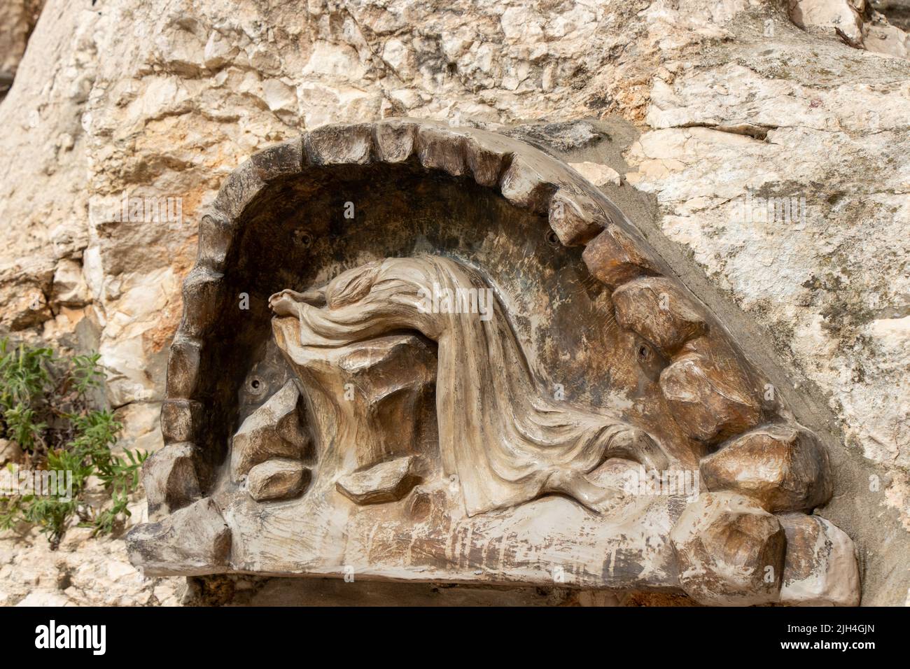 Olive Garden. Gethsemane, ein Ort des Gebets und der Vigil Jesu. Heiliger Garten auf dem Olivenberg, Wallfahrtsort für Christen. Stockfoto
