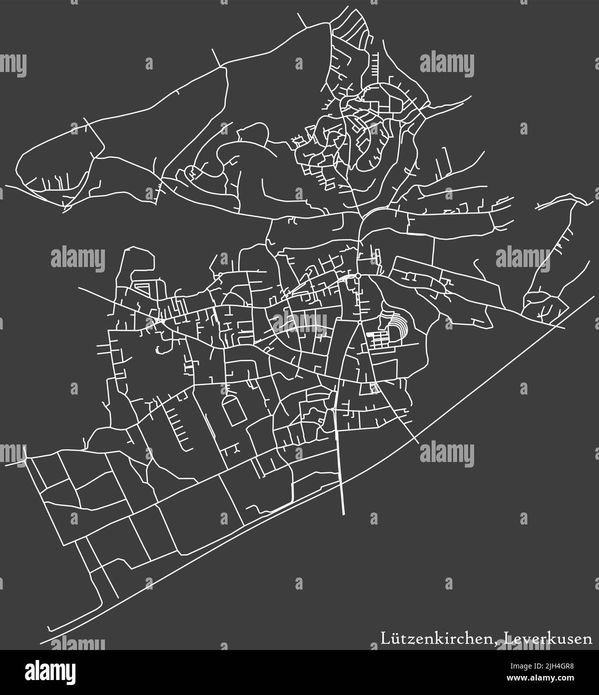 Straßenplan des STADTTEILS LUETZENKIRCHEN, LEVERKUSEN Stock Vektor