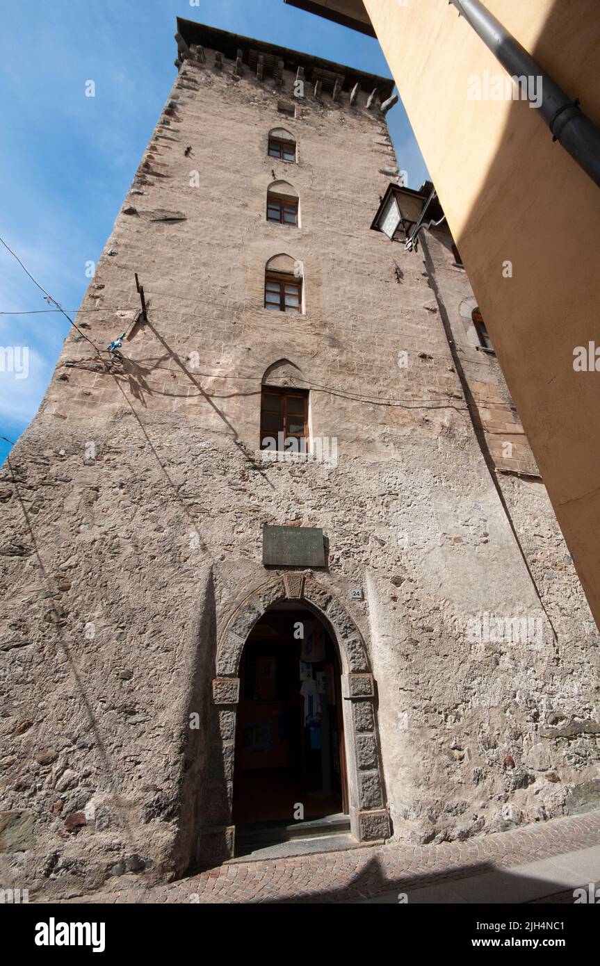 Italien, Lombardei, Valtellina, Bormio, Torre Alberti Tower Stockfoto