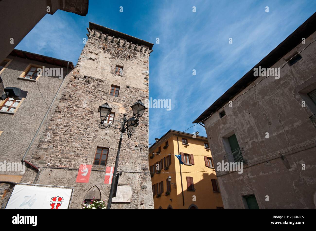 Italien, Lombardei, Valtellina, Bormio, Torre Alberti Tower Stockfoto