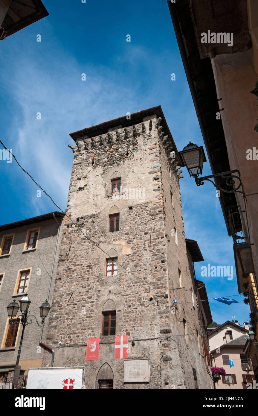 Italien, Lombardei, Valtellina, Bormio, Torre Alberti Tower Stockfoto