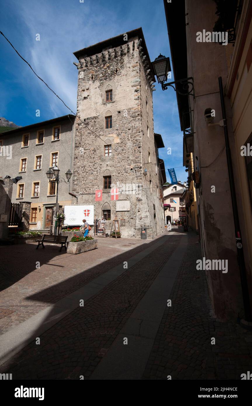 Italien, Lombardei, Valtellina, Bormio, Torre Alberti Tower Stockfoto