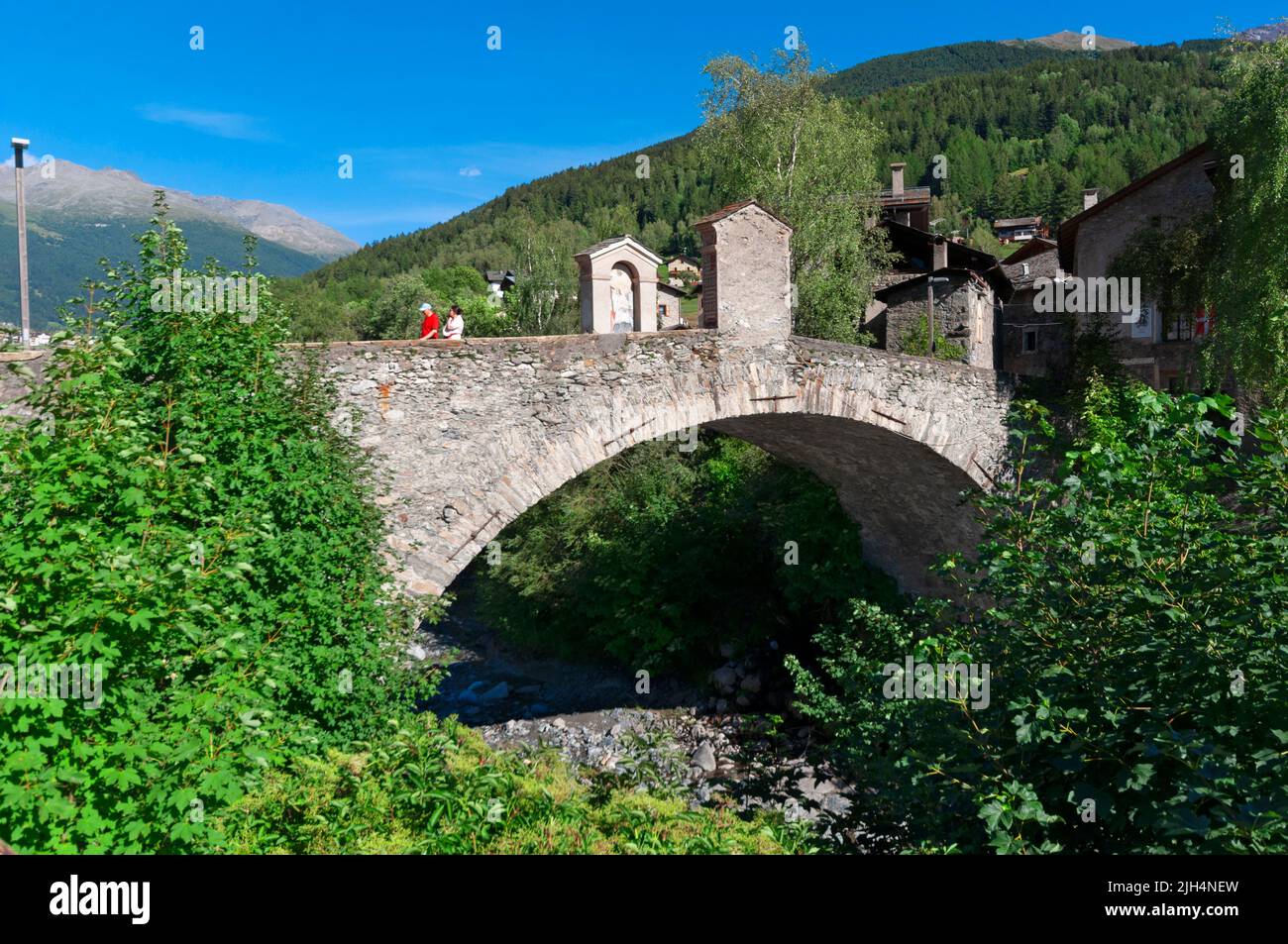 Italien, Lombardei, Valtellina, Bormio, Brücke Ponte di Combo Stockfoto