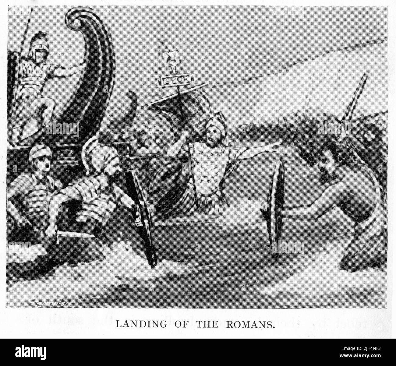 Die Römer landen in Großbritannien, nach einer Veröffentlichung Anfang 1900s Stockfoto