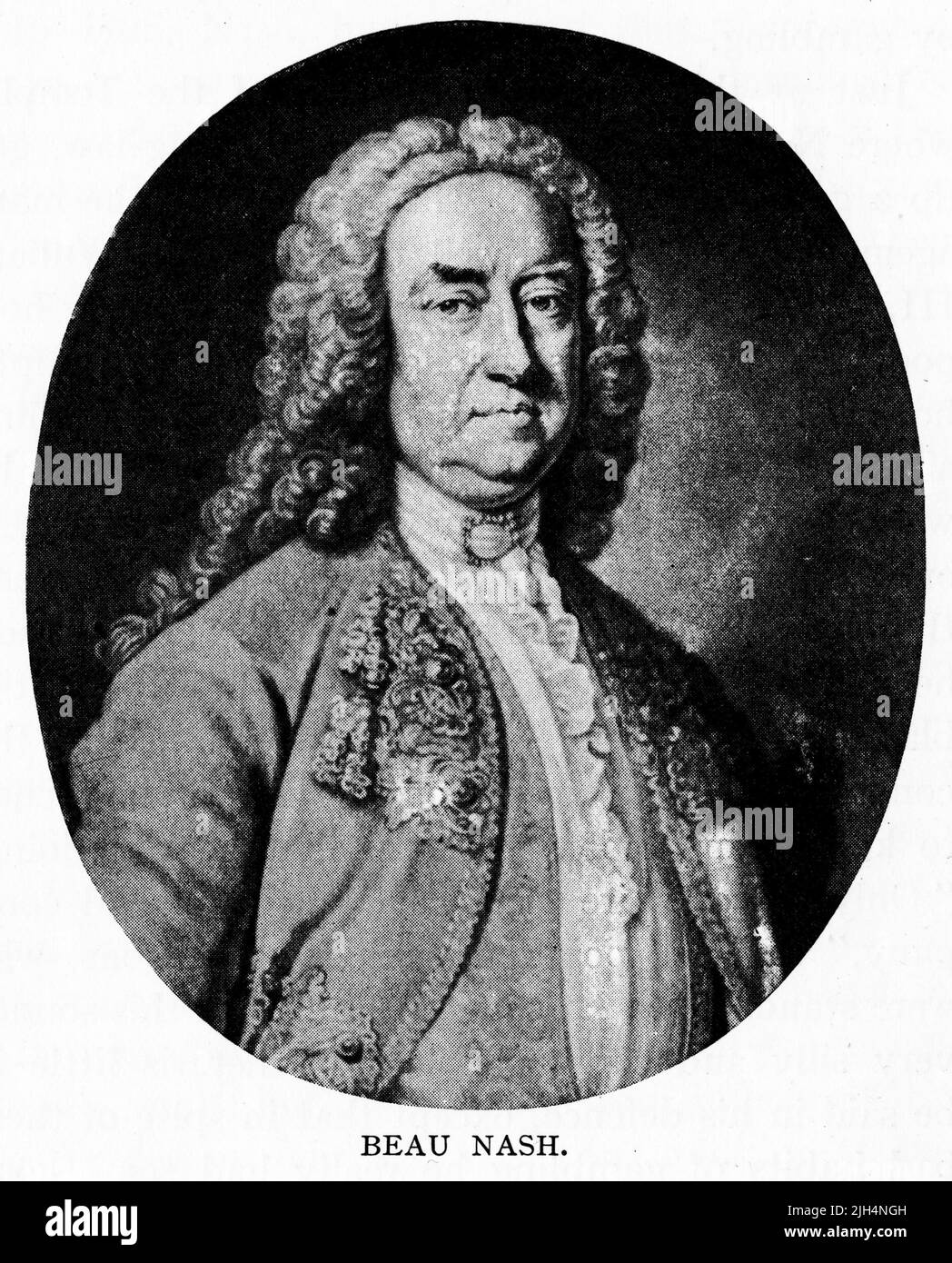 Eingraviertes Porträt von Beau Nash (1674 – 1762), geboren Richard Nash, gefeierter Dandy und Modeführer im Großbritannien des 18.. Jahrhunderts. Am besten erinnert man sich an ihn als den Zeremonienmeister in der Kurstadt Bath. Stockfoto