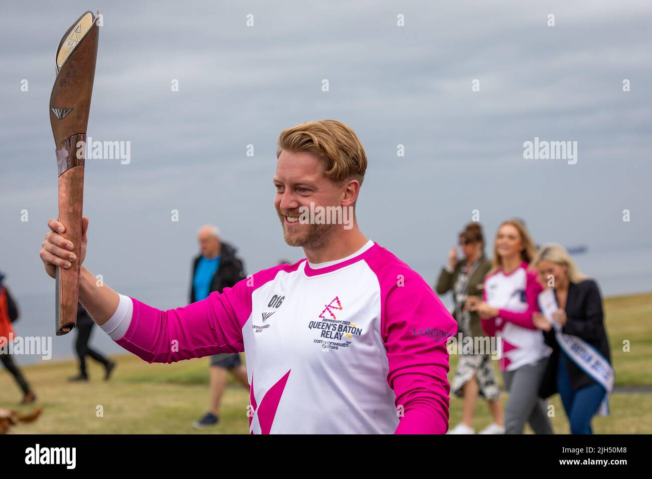 Queens Baton Relay, Birmingham 2022, Whitley Bay, North Tyneside, England, VEREINIGTES KÖNIGREICH. Stockfoto