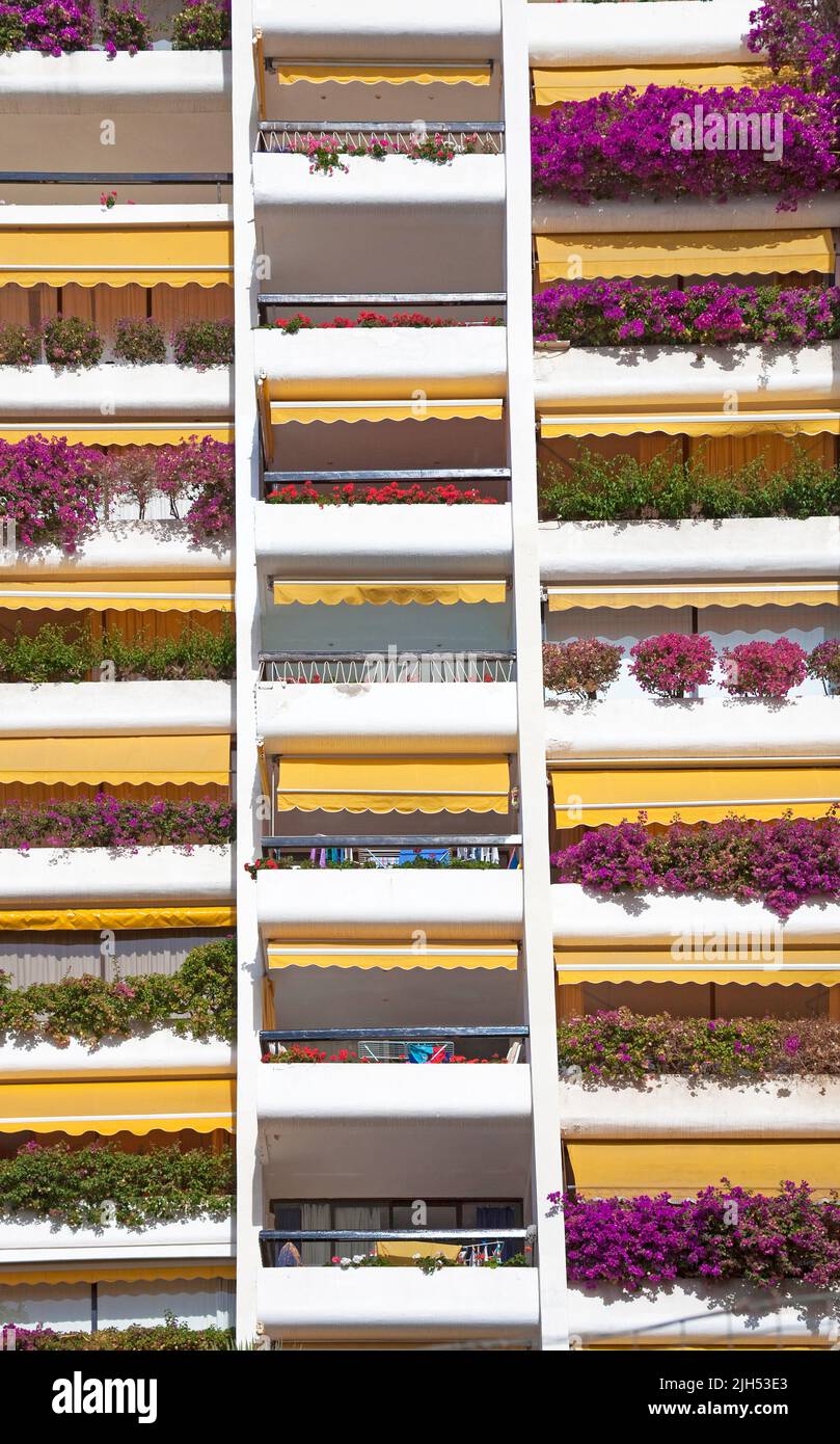 Barlconies mit Ferienanlage in Anfi del Mar, Arguineguin, Grand Canary, Kanarische Inseln, Spanien, Europa Stockfoto