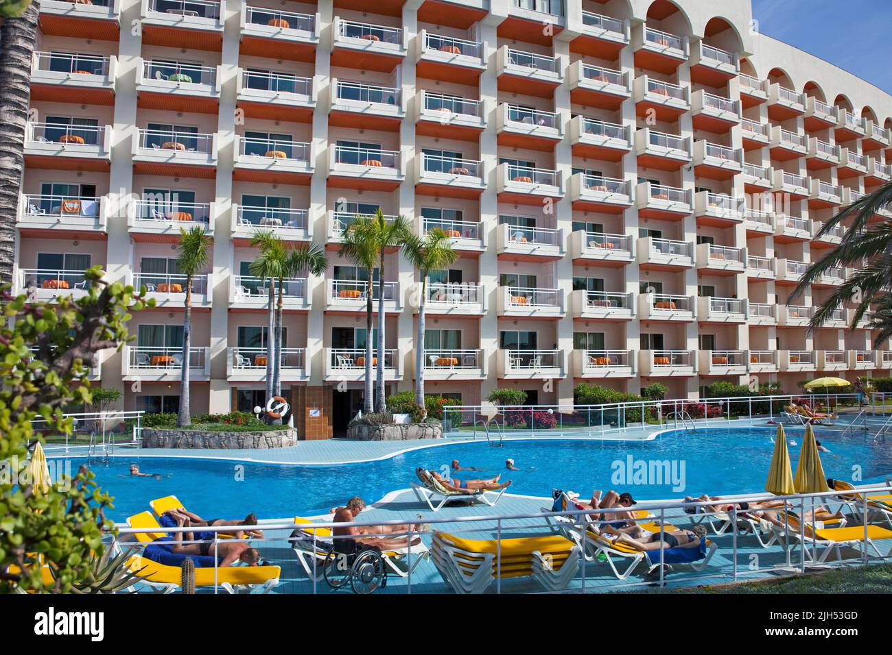 Hotel mit Pool in Anfi del Mar, Arguineguin, Kanarische Inseln, Spanien, Europa Stockfoto