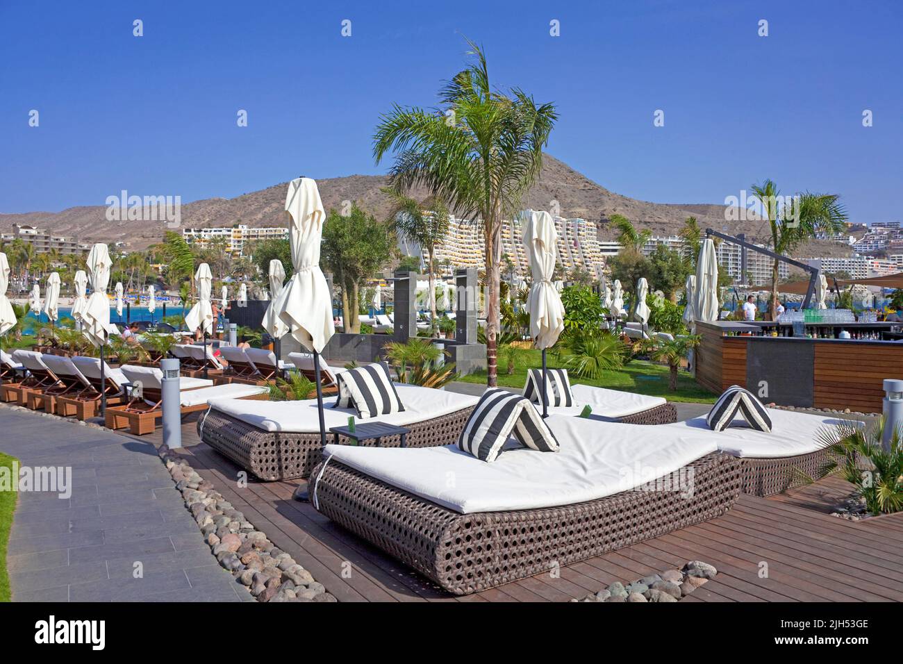 Luxusliegen im Marina, Club Anfi del Mar, Arguineguin, Grand Canary, Kanarische Inseln, Spanien, Europa Stockfoto