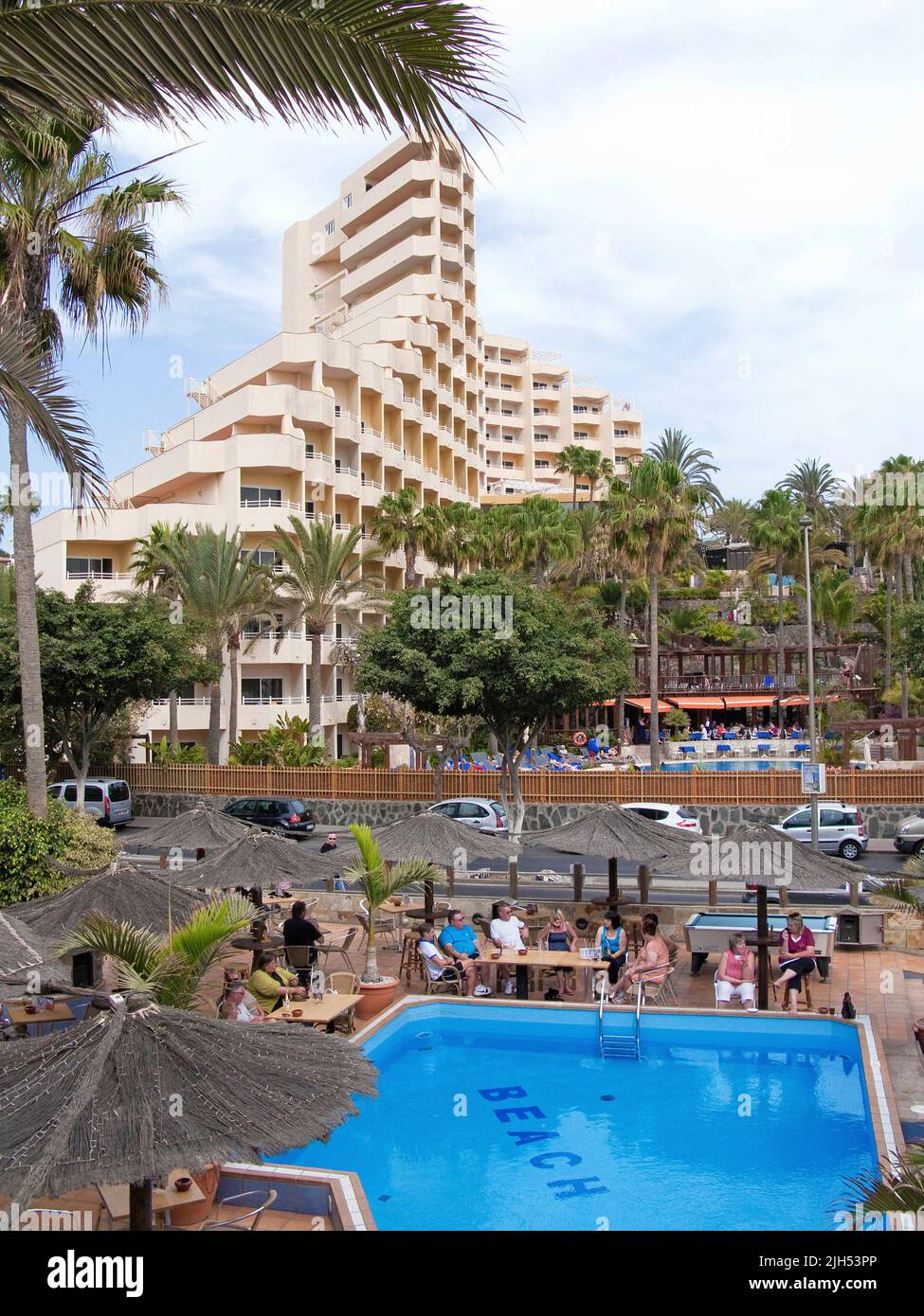 Strandbar mit Pool in einem Hotel in Playa del Ingles, Kanarische Inseln, Spanien, Europa Stockfoto