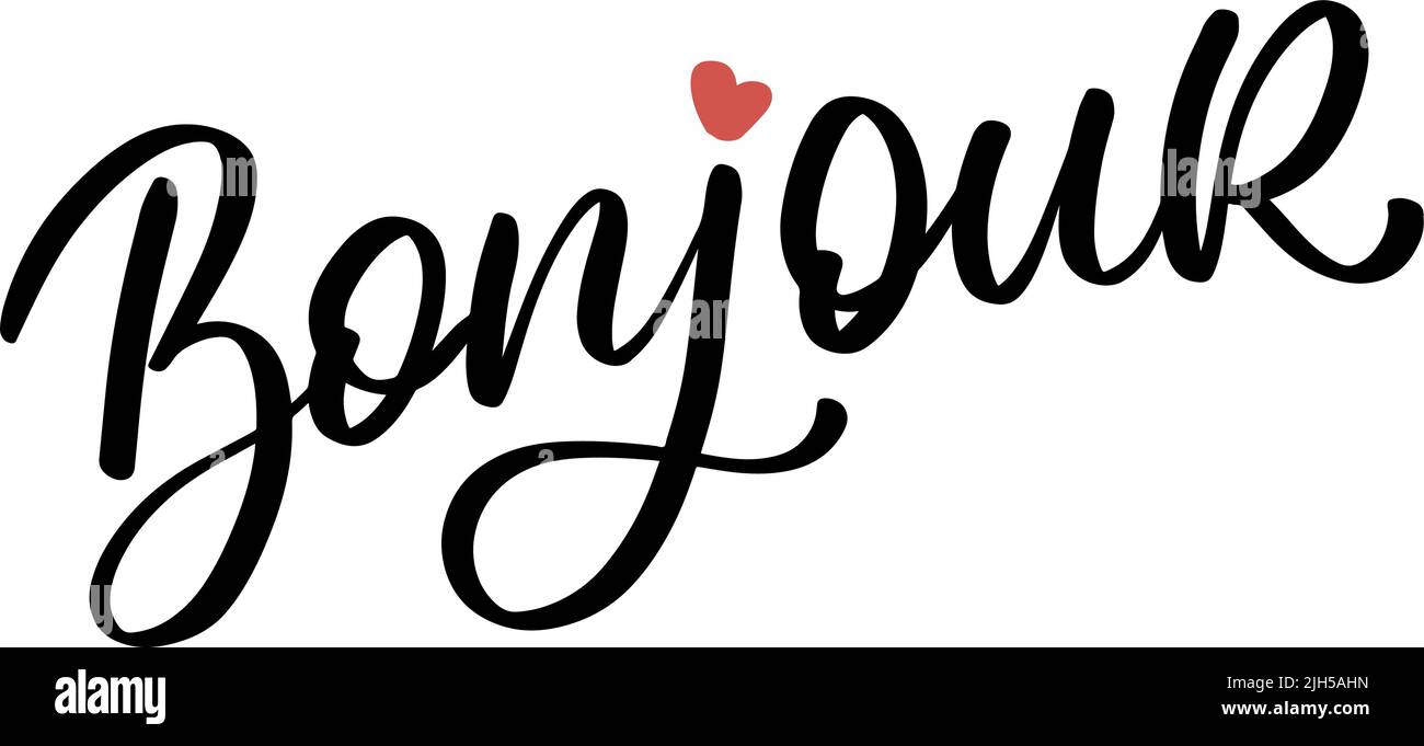 Bonjour Paris Phrase Vector Lettering Calligraphy Brush Kreidetafel Stock Vektor