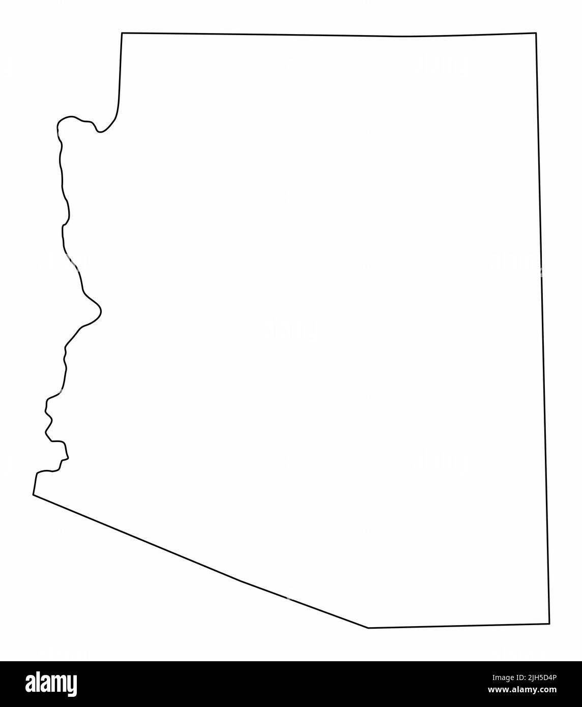 Isolierte Karte des Staates Arizona. Schwarze Umrisse auf weißem Hintergrund. Stock Vektor