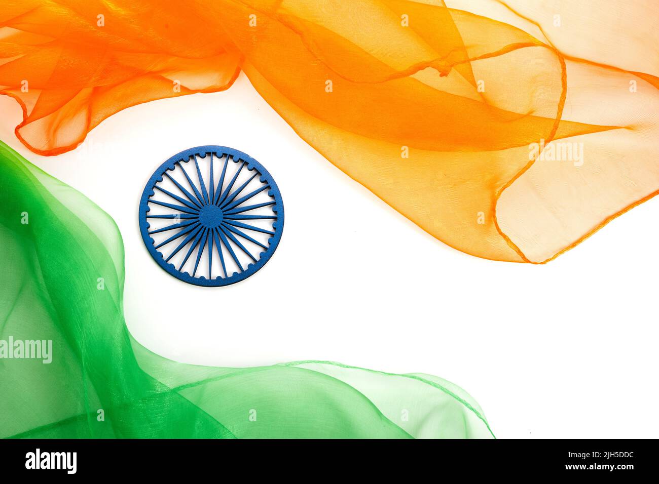 Indian Independence Day Konzept Hintergrund mit Ashoka-Rad. Stockfoto
