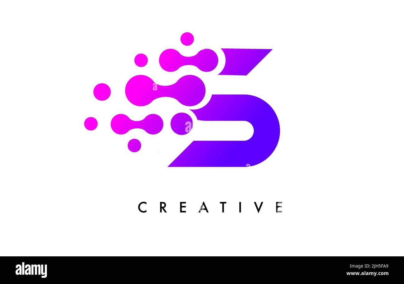 Bubbles Dots Letter S Logo Design. Creative Letter Icon mit blauen Blasen und kreisförmigen Punkten Vektorgrafik. Stock Vektor