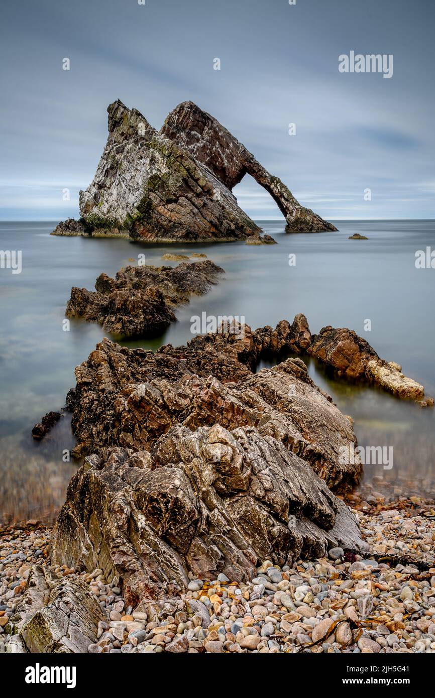 Bogen Geige Rock Moray Schottland Stockfoto