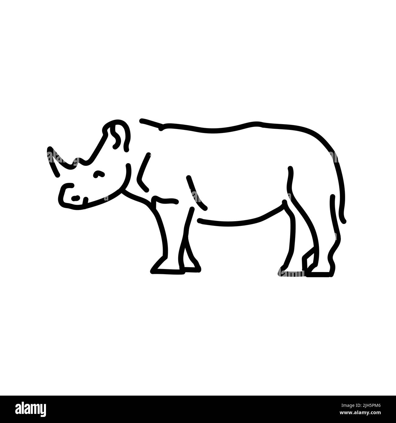 Darstellung der Rhinoceros-Farblinie. Tiere Afrikas Stock Vektor