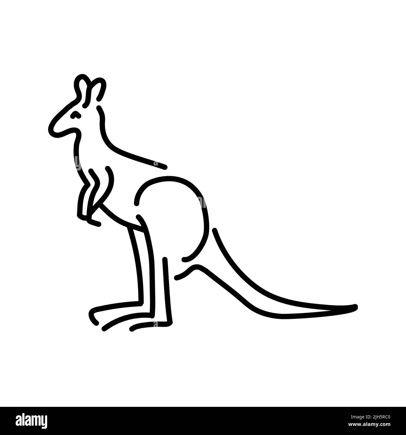 Kängurus Farbe Linie Illustration. Tiere Australiens. Stock Vektor