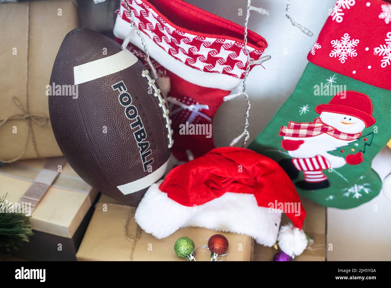 Ein Rugby-Ball zu Weihnachten Stockfoto
