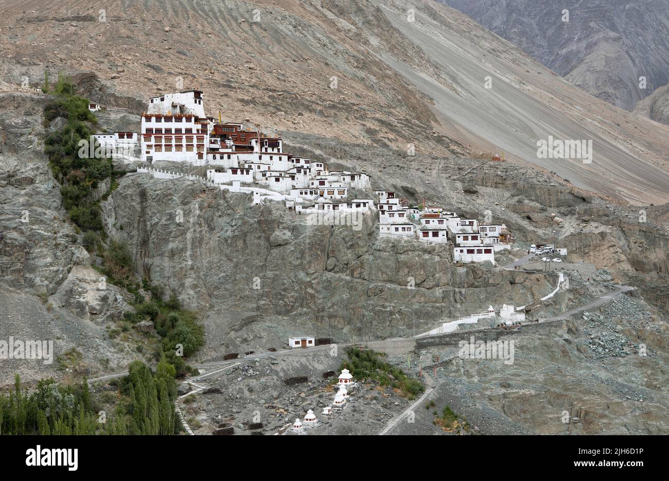 Diskit Kloster oder Deskit Gompa, Hunder, Nubra Valley, Ladakh, Indien Stockfoto