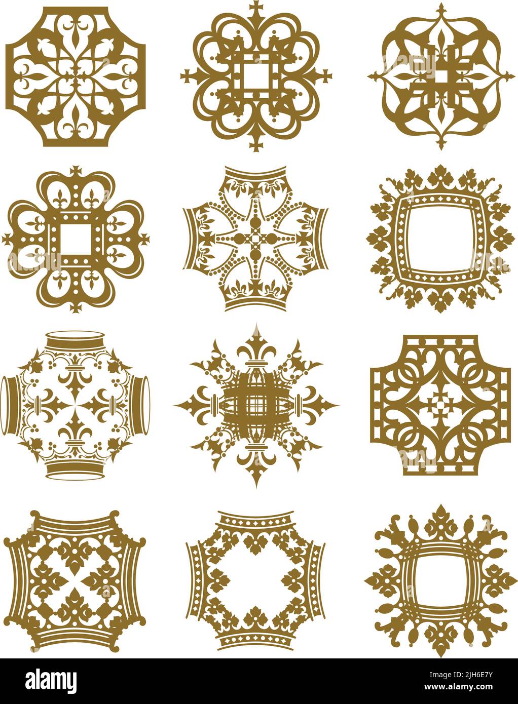 Eine Reihe von Vektor-dekorativen Design-Symbole aus königlichen Kronenformen. Stock Vektor