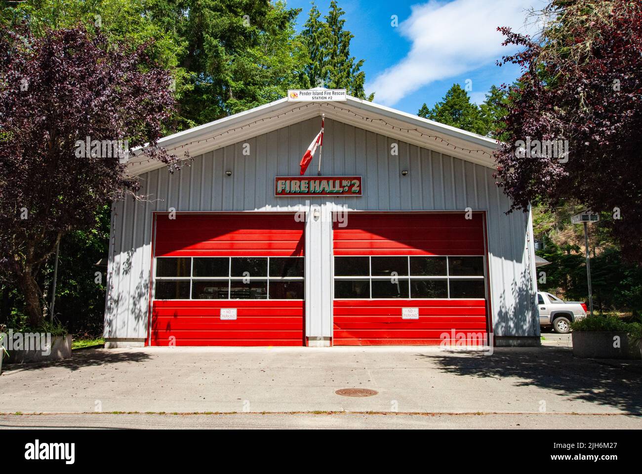 Firehall #2 am Magic Lake, North Pender Island Stockfoto