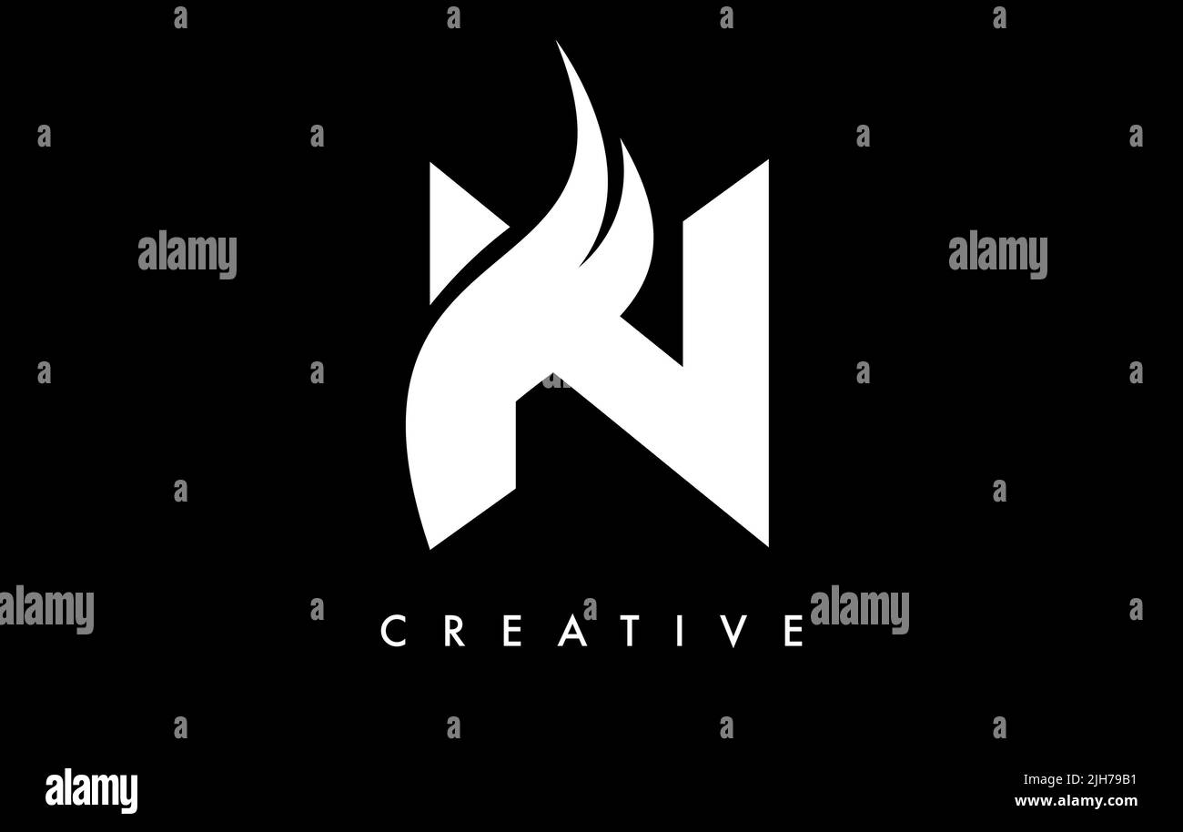 Icon-Design mit Buchstabe N-Logo mit Swoosh und Creative Cut Curved Shape Vektorgrafik. Stock Vektor