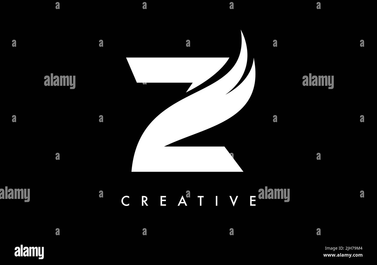 Buchstabe Z Logo Icon Design mit Swoosh und Creative Cut gebogene Form Vektor Illustration. Stock Vektor