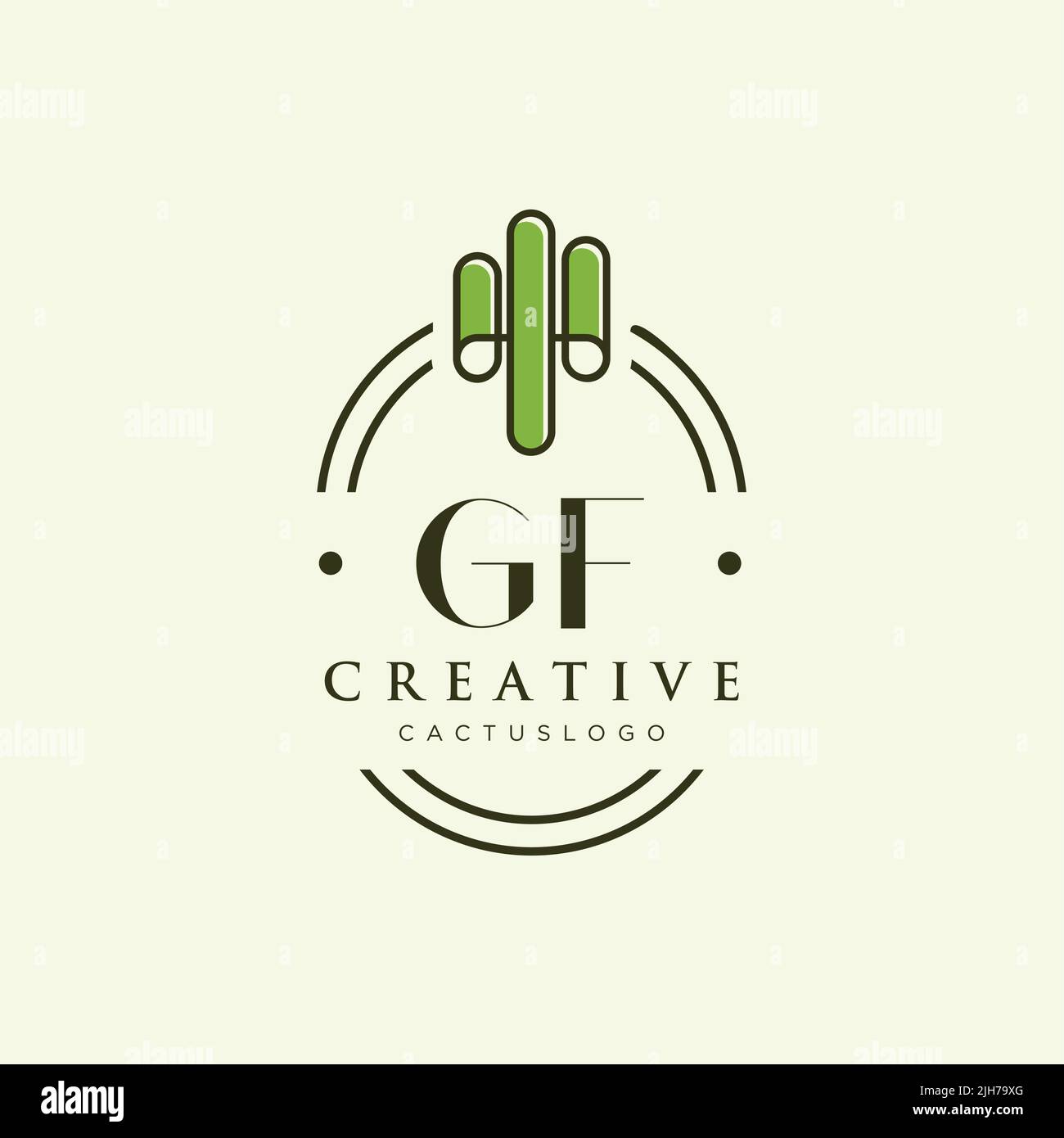 GF Anfangsbuchstabe Green Cactus Logo Vorlage Vektor Stock Vektor