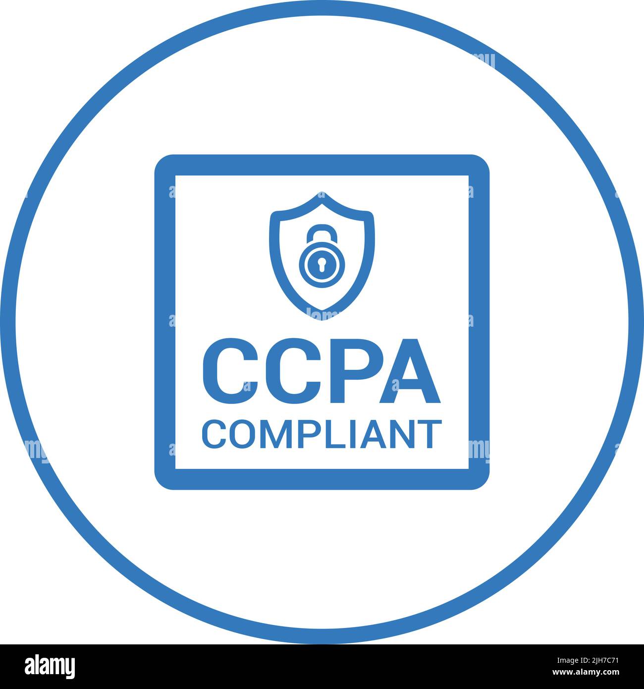 Das Symbol „ACT“, „ccpa“, „Compliance“ und „Privacy“ ist auf weißem Hintergrund isoliert. Verwendung für Grafik- und Webdesign oder kommerzielle Zwecke. Vektor-EPS-Datei. Stock Vektor