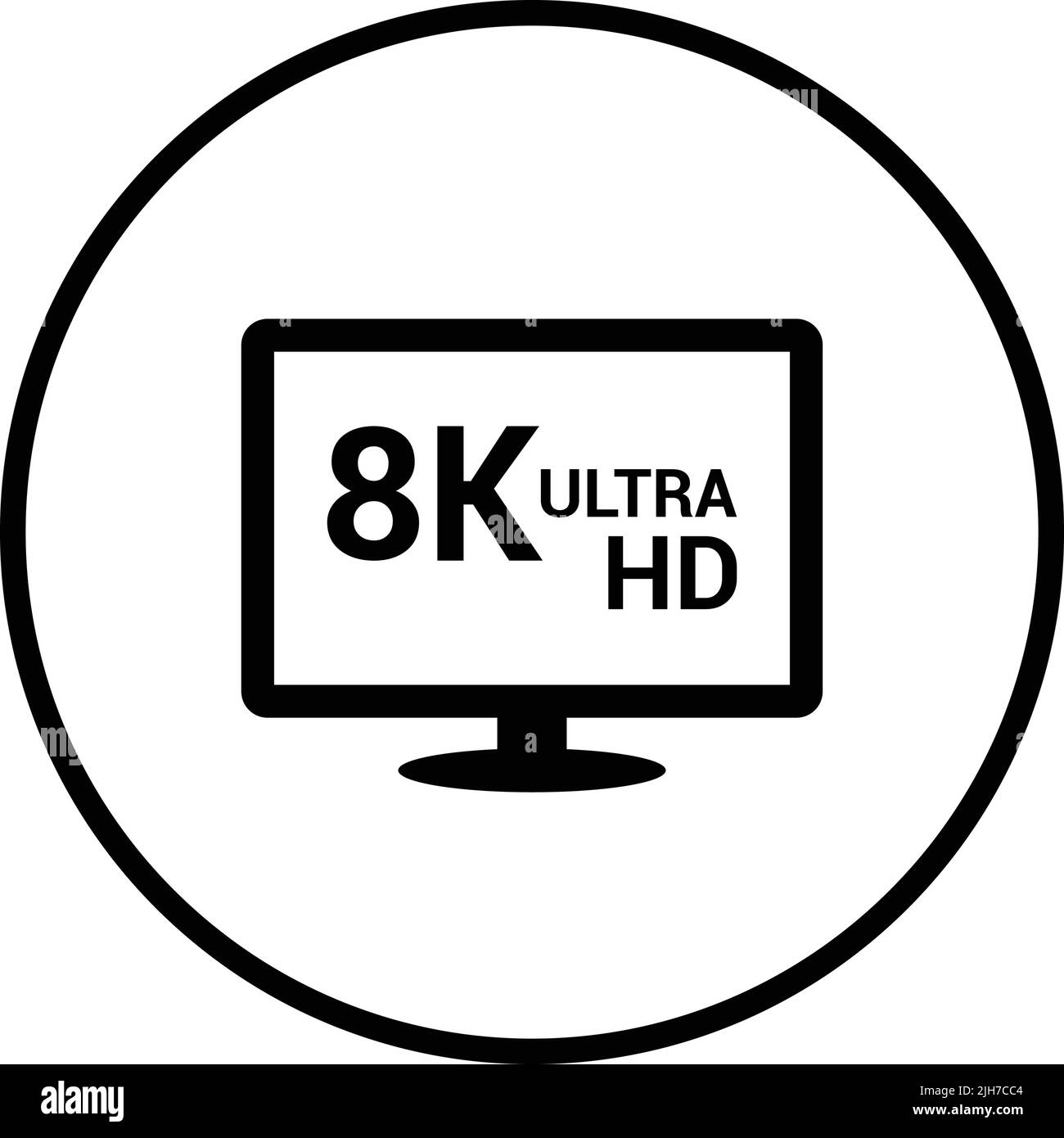 8K, hdtv, Monitor, Ultra-hd-tv-Symbol ist auf weißem Hintergrund isoliert. Verwendung für Grafik- und Webdesign oder kommerzielle Zwecke. Vektor-EPS-Datei. Stock Vektor