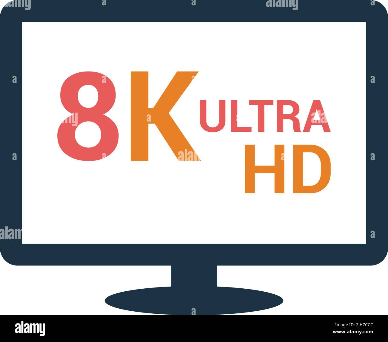 8K, hdtv, Monitor, Ultra-hd-tv-Symbol ist auf weißem Hintergrund isoliert. Verwendung für Grafik- und Webdesign oder kommerzielle Zwecke. Vektor-EPS-Datei. Stock Vektor