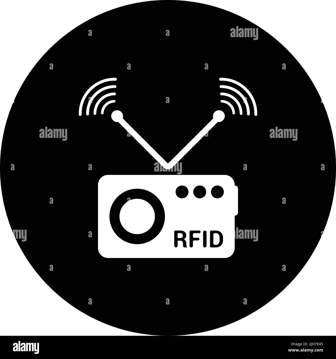 Chip, Frequenz, Radio, rfid, Signalsymbol ist auf weißem Hintergrund isoliert. Verwendung für Grafik- und Webdesign oder kommerzielle Zwecke. Vektor-EPS-Datei. Stock Vektor