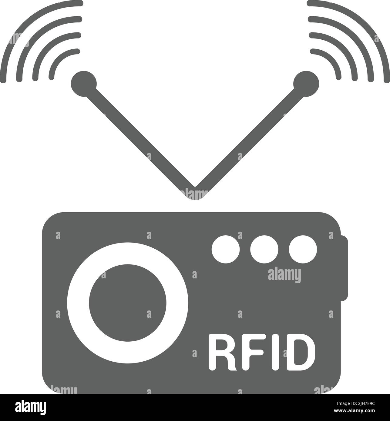 Chip, Frequenz, Radio, rfid, Signalsymbol ist auf weißem Hintergrund isoliert. Verwendung für Grafik- und Webdesign oder kommerzielle Zwecke. Vektor-EPS-Datei. Stock Vektor
