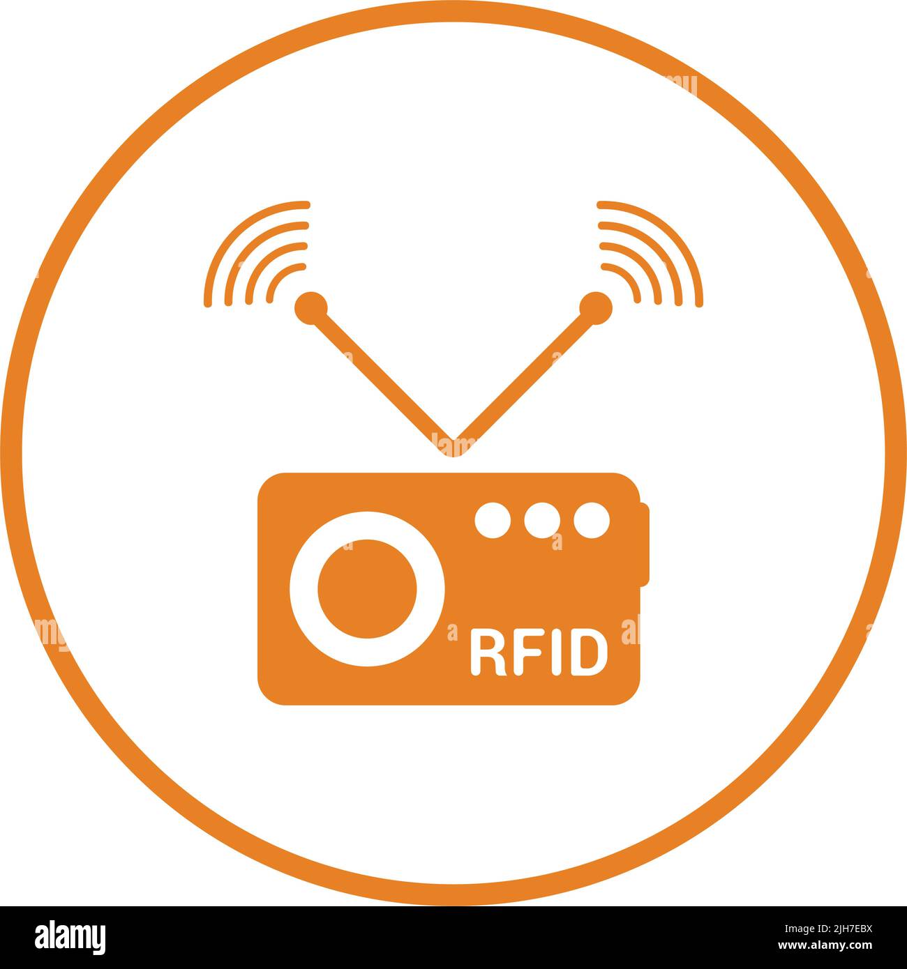 Chip, Frequenz, Radio, rfid, Signalsymbol ist auf weißem Hintergrund isoliert. Verwendung für Grafik- und Webdesign oder kommerzielle Zwecke. Vektor-EPS-Datei. Stock Vektor
