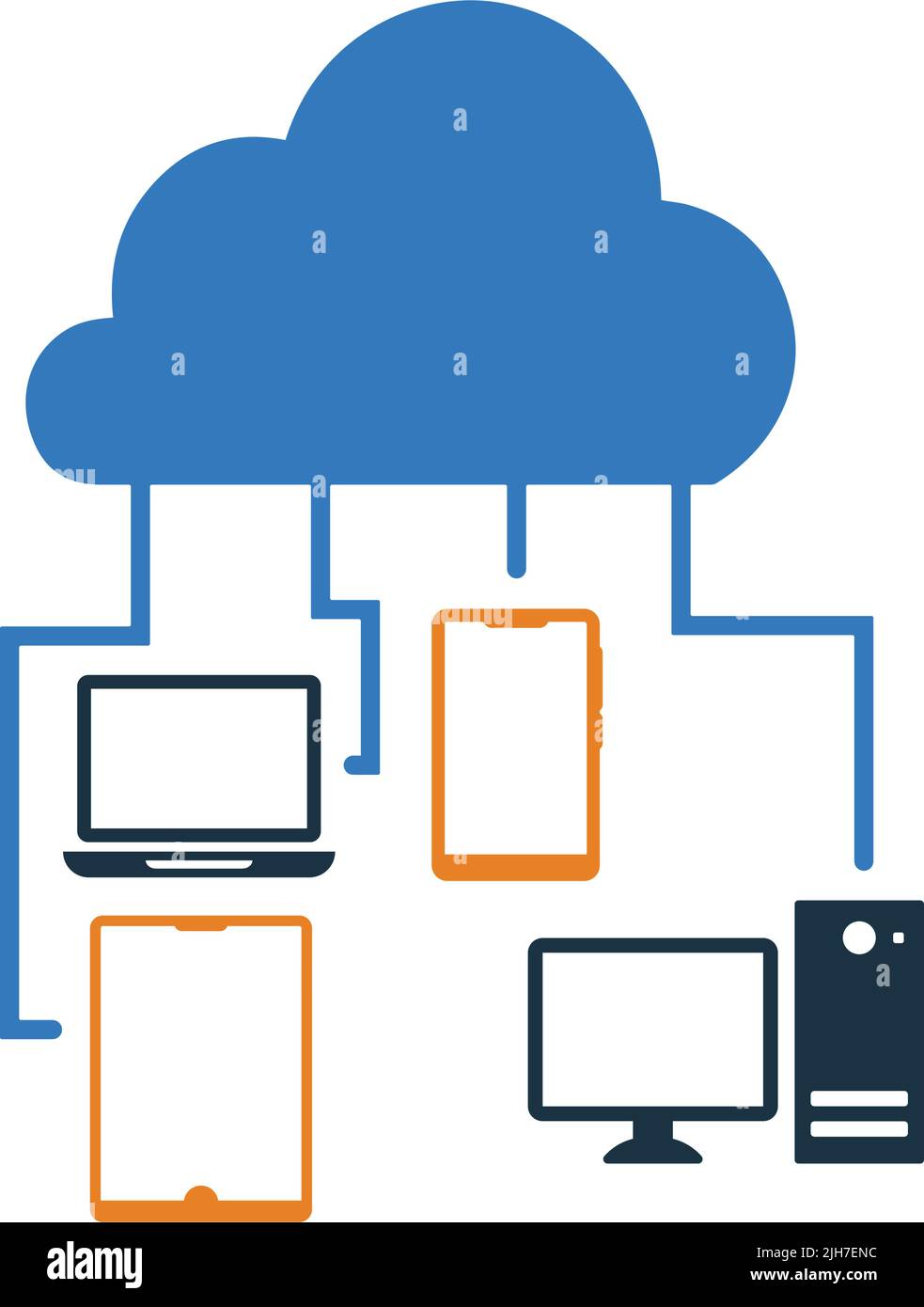 Symbol für ein verbundenes Cloud-Netzwerk – Verwendung für kommerzielle Zwecke, Printmedien, Web oder jede Art von Design-Projekten. Vektor-EPS-Datei. Stock Vektor