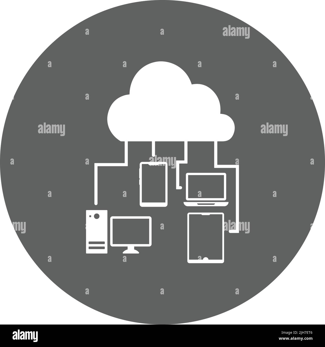 Symbol für ein verbundenes Cloud-Netzwerk – Verwendung für kommerzielle Zwecke, Printmedien, Web oder jede Art von Design-Projekten. Vektor-EPS-Datei. Stock Vektor