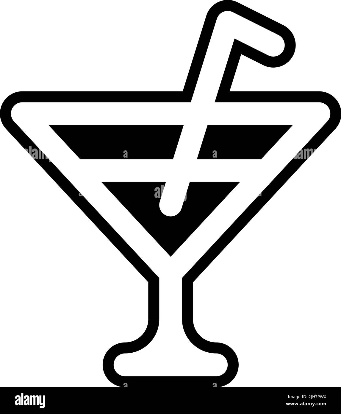 Cocktail-Ikone für Sommerferien Stock Vektor