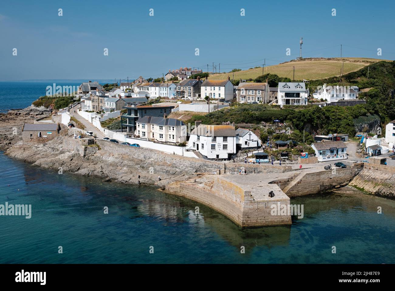 Blick auf Porthleven, Cornwall Stockfoto