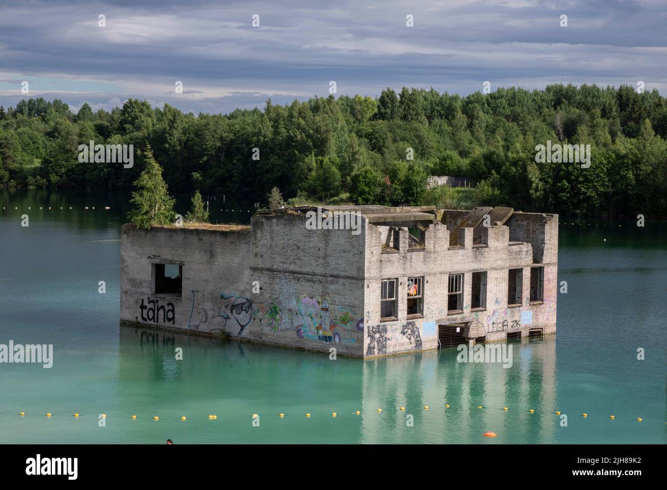 Rummu Unterwasser-Steinbruch in Estland Stockfoto