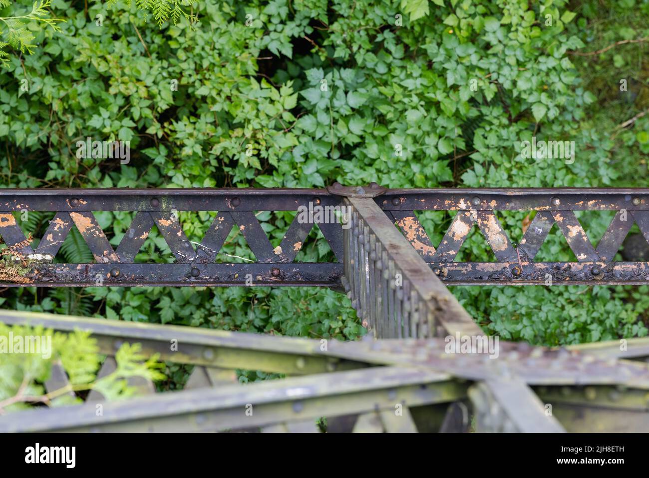 Ein Metallbauteil einer Brücke im Galoppierenden Goose Trail, Kanada Stockfoto